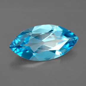Topázio azul natural 5,75ct, marquise, VVS