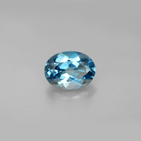 Topázio azul natural 1,52ct, corte oval, VVS