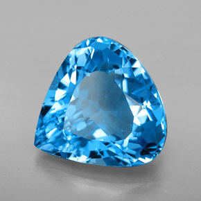 Topázio azul natural 7,50ct, formato de pêra, VVS