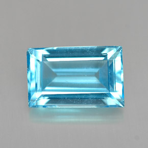 Topázio azul natural 2,41ct, baguete, VVS-VS