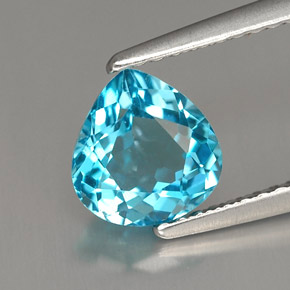 Topázio azul natural 1,54ct, formato de pêra, VVS-VS