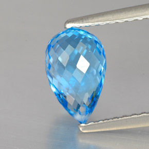 Topázio azul natural 2,16ct, briolete, VVS