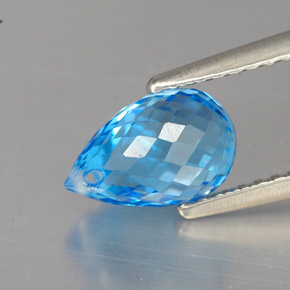 Topázio azul natural 2,16ct, briolete, VVS