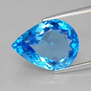 Topázio azul natural 9,62ct, formato de pêra, VVS