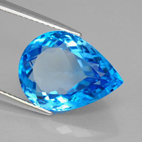 Topázio azul natural 9,62ct, formato de pêra, VVS
