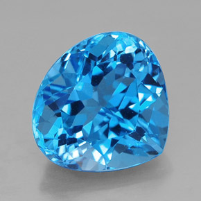 Topázio azul natural 8,71ct, formato de pêra, VVS-VS