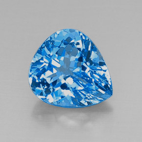 Topázio azul natural 8,22ct, formato de pêra, VVS-VS