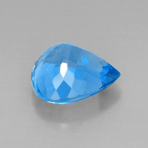 Topázio azul natural 8,22ct, formato de pêra, VVS-VS