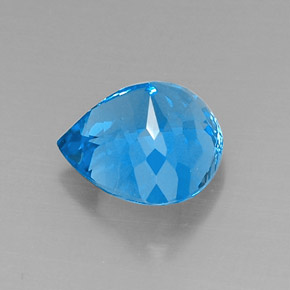 Topázio azul natural 8,09ct, formato de pêra, VVS-VS