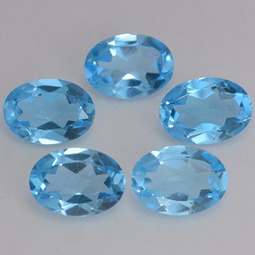 Pedras preciosas de topázio azul natural de 4,08 ct, corte oval, VVS-VS