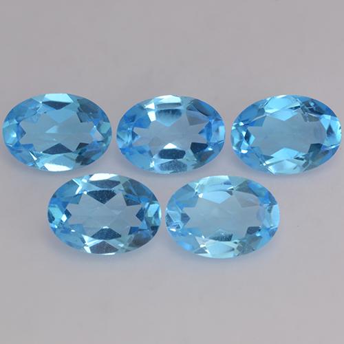 Pedras preciosas de topázio azul natural de 4,08 ct, corte oval, VVS-VS