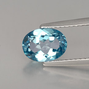 Topázio azul natural 1,42ct, corte oval, VVS