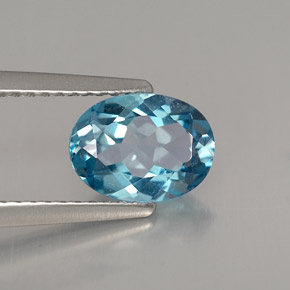 Topázio azul natural 1,42ct, corte oval, VVS