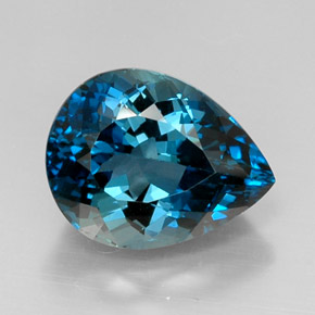 Topázio azul natural 12,93ct, formato de pêra, VVS-VS