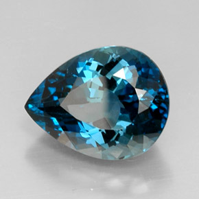 Topázio azul natural 12,93ct, formato de pêra, VVS-VS
