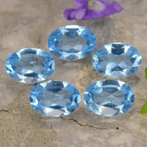 Pedras preciosas de topázio azul natural de 3,90 ct, corte oval, VVS