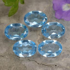 Pedras preciosas de topázio azul natural de 3,82 ct, corte oval, VVS