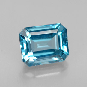 Topázio azul natural 1,94ct, corte esmeralda, VVS