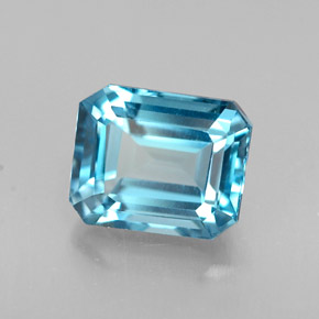 Topázio azul natural 1,94ct, corte esmeralda, VVS