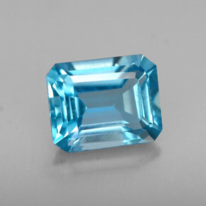 Topázio azul natural 1,69ct, corte esmeralda, VVS