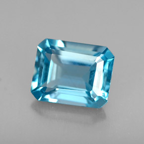 Topázio azul natural 1,69ct, corte esmeralda, VVS