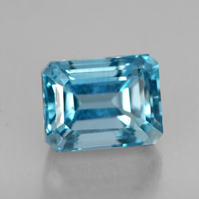 Topázio azul natural 2,62ct, corte esmeralda, VVS