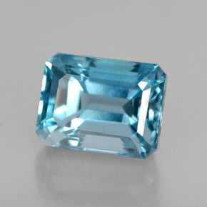 Topázio azul natural 2,62ct, corte esmeralda, VVS
