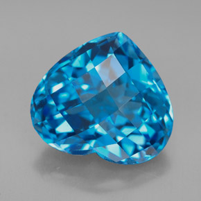 Topázio azul natural 8,01ct, formato de coração, VVS