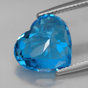 Topázio azul natural 8,01ct, formato de coração, VVS
