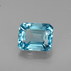 Topázio azul natural 2,01ct, corte esmeralda, VVS