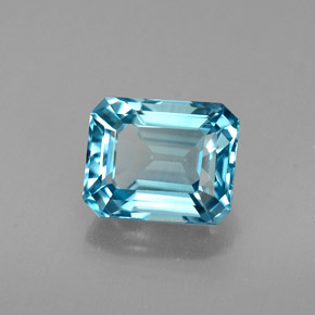 Topázio azul natural 2,01ct, corte esmeralda, VVS