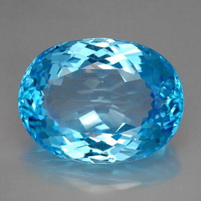 Topázio azul natural 165,50ct, corte oval, IF