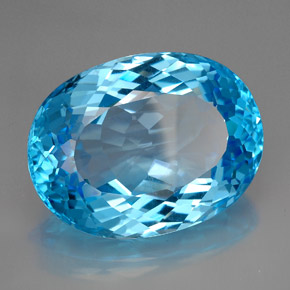 Topázio azul natural 165,50ct, corte oval, IF