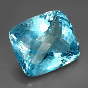 Topázio azul natural 206,00ct, almofada cortada, IF