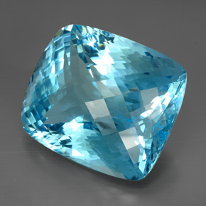 Topázio azul natural 206,00ct, almofada cortada, IF
