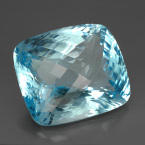 Topázio azul natural 185,00ct, almofada cortada, IF