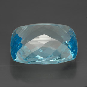 Topázio azul natural 185,00ct, almofada cortada, IF