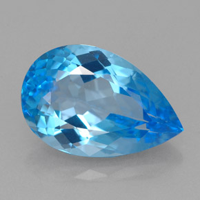 Topázio azul natural 5,28ct, formato de pêra, VVS-VS