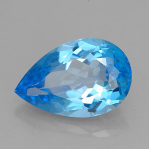 Topázio azul natural 5,28ct, formato de pêra, VVS-VS