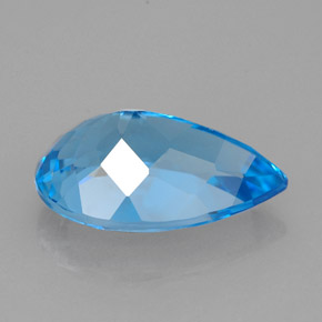 Topázio azul natural 5,28ct, formato de pêra, VVS-VS