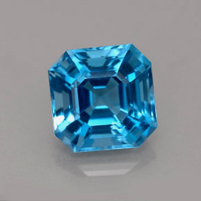Topázio azul natural 5,30ct, corte esmeralda, VVS-VS
