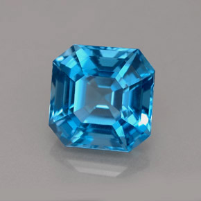 Topázio azul natural 5,30ct, corte esmeralda, VVS-VS
