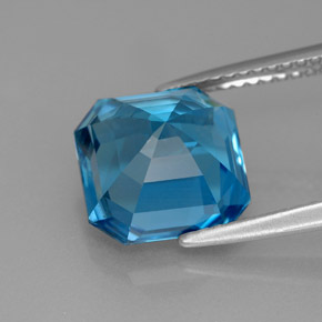 Topázio azul natural 5,30ct, corte esmeralda, VVS-VS