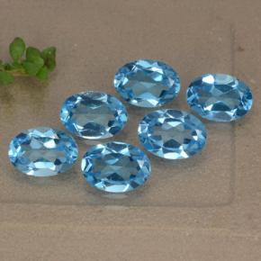 Pedras preciosas de topázio azul natural de 5,19 ct, corte oval, VVS-VS