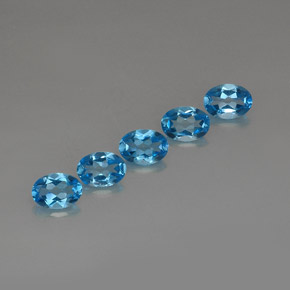 Pedras preciosas de topázio azul suíço natural de  ct, corte oval, VVS-VS