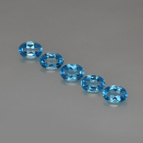 Pedras preciosas de topázio azul suíço natural de  ct, corte oval, VVS-VS