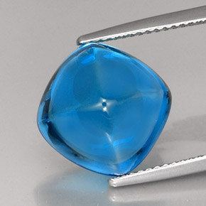 Topázio azul natural 12,96ct, almofada cortada, transparente