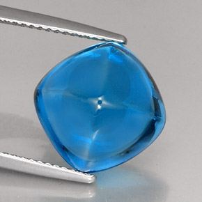 Topázio azul natural 12,96ct, almofada cortada, transparente