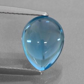 Topázio azul natural 3,59ct, formato de pêra, transparente