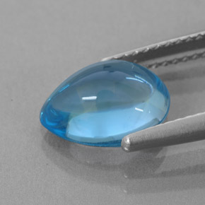 Topázio azul natural 3,59ct, formato de pêra, transparente